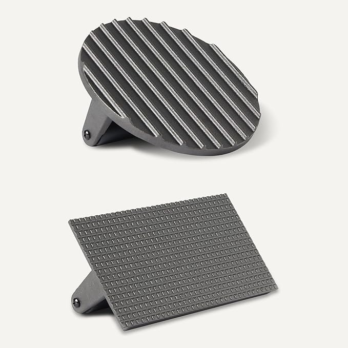 Amazon Basics Cast Iron Burger Press, 6.8 inch Round & 11.3 x 8.3 inch Rectangle, Black, 2pcs Set