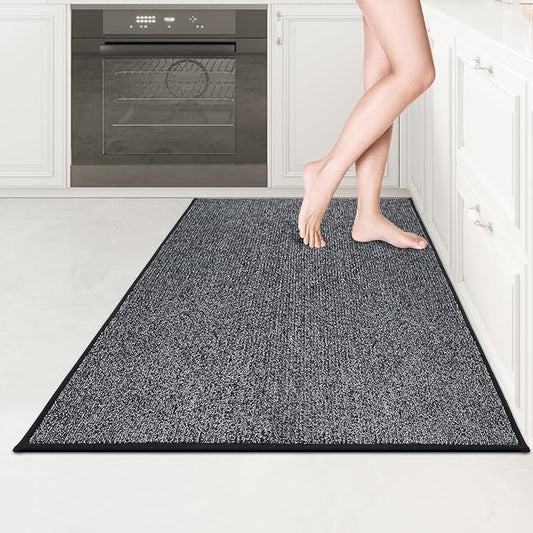 PURRUGS Machine Washable Kitchen Rug 32" x 48", Non-Slip/Skid Kitchen Runner Rugs & Floor Mats, Super Absorbent Soft Area Rugs for Sink, Kitchen & Laundry, Rolled Packaging, Charcoal