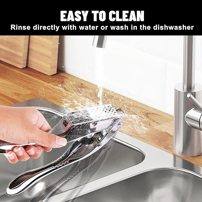 Premium 3-in1Heavy Duty Garlic Press –Stainless Steel Garlic Crusher & Ginger Mincer with Cleaning Tool | Rust-Proof, Easy-Squeeze Ergonomic Handles, Dishwasher Safe, Professional Kitchen Tool