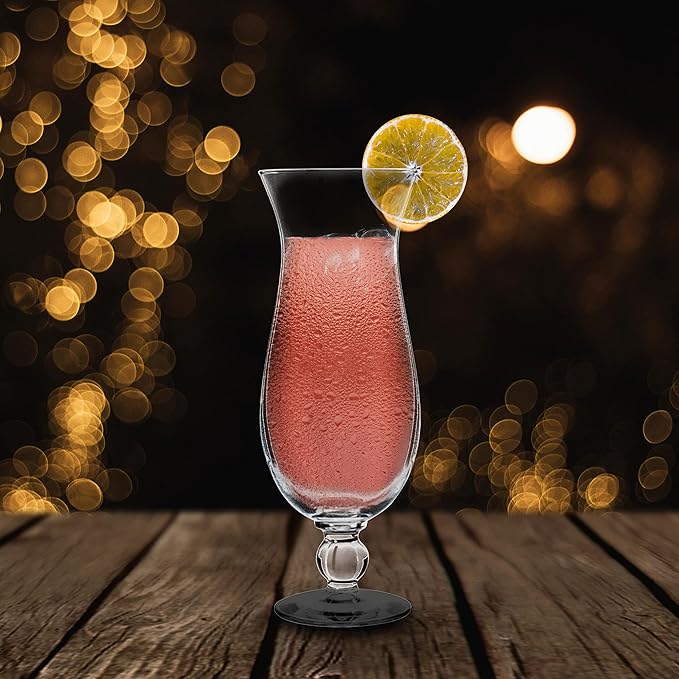 DISCOUNT PROMOS Libbey Hurricane Glasses 16 oz. Set of 12, Bulk Pack - Branded Drinkware for Cocktail, Pina Colada or Mudslide - Black