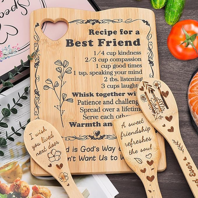 YUEYUQIU Best Friend Birthday Gifts for Women - Friendship Gifts for Women Friends, Ideal Birthday Christmas Gifts for Friend, Best Friend Cutting Board Set Present - Kitchen Decor for Best Friend