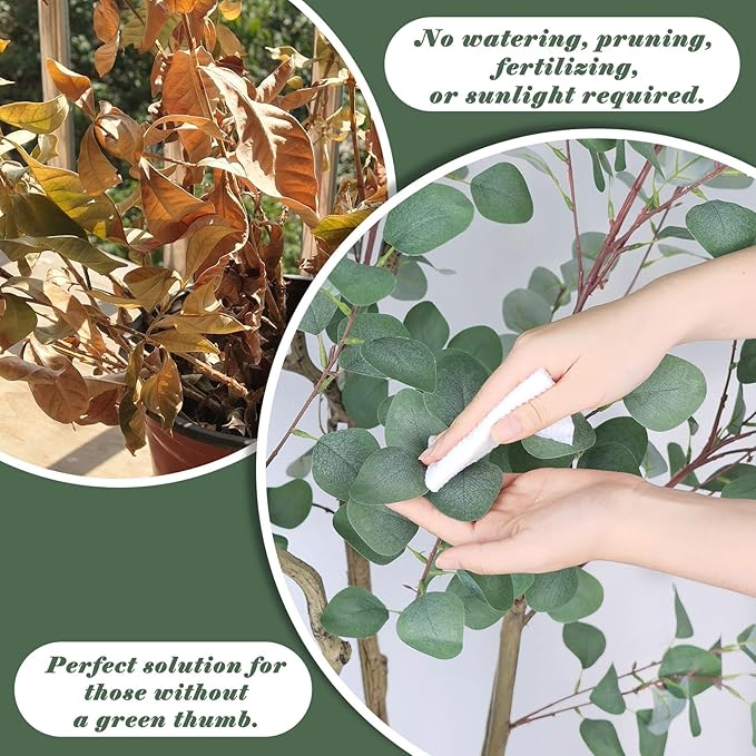8FT Artificial Eucalyptus Tree Indoor, Tall Faux Eucalyptus Plant with Pre-Potted Realistic Silk Leaves and Trunk, Fake Eucalyptus Tree for Office Living Room Bedroom Foyer Porch Home Corner Decor