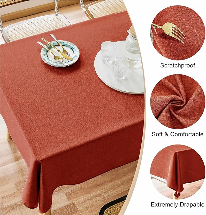 AUSSPVOCT Faux Linen Fall Table Cloth Rectangle Table 60x120 Water Resistant Spill-Proof Wipeable Wrinkle Free Fabric Tablecloth Rectangular Dining Cover for Birthday Party Farmhouse Outdoor Kitchen