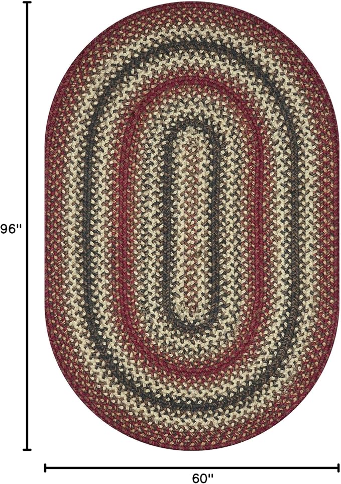 Homespice Chester Oval Woven Rug 5x8' - Cabin Style Natural Rugs for Living Room and Bedroom