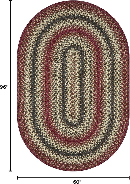 Homespice Chester Oval Woven Rug 5x8' - Cabin Style Natural Rugs for Living Room and Bedroom