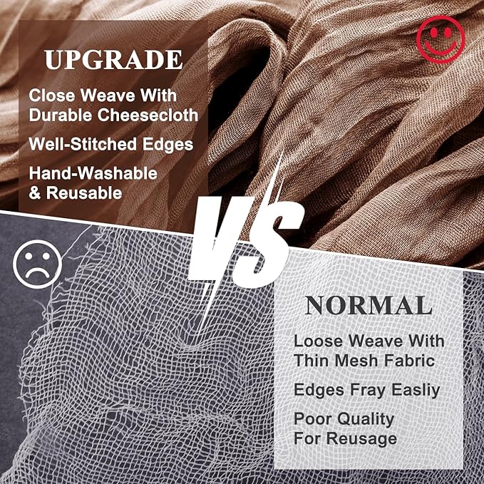 Wokceer Cheesecloth Table Runner 4Pack 10FT Brown Boho Gauze Cheese Cloth Table Runner for Party Long Rustic Sheer Table Runners for Baby Bridal Shower Wedding Easter Table Decor