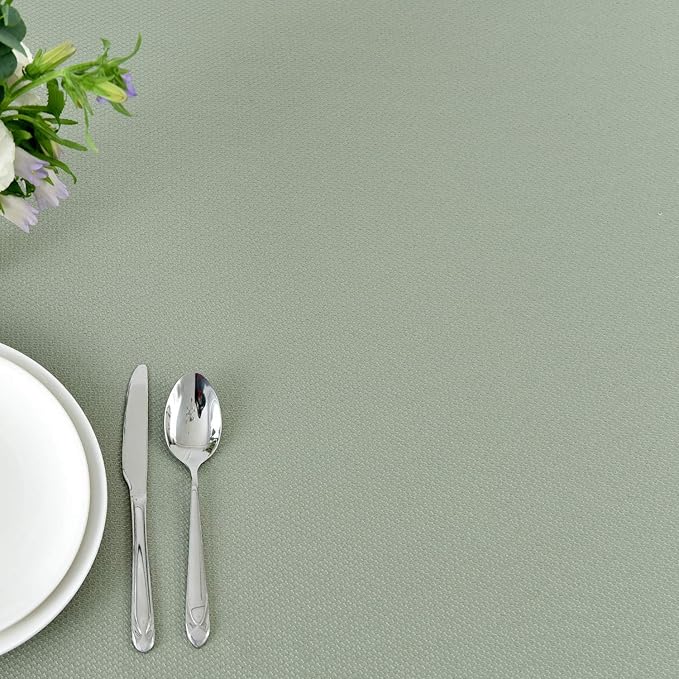 maxmill Round Textured Tablecloth Spill-Proof Wrinkle Free Soft Jacquard Table Cloth for Circular Table Cover, for Dining Room Buffet Banquet Parties Holiday Dinner, 70 Inch, Sage Green