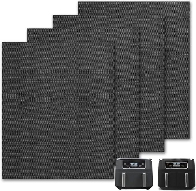 GWYSY Oven Liners for Bottom of Oven, 8"x5.5" Pre-Cut Square Fiberglass Reusable Non-Stick Heat Resistant Liners Mat for Ninja Foodi DZ201 DZ090 DZ100 Air Fryer, 4 Pack