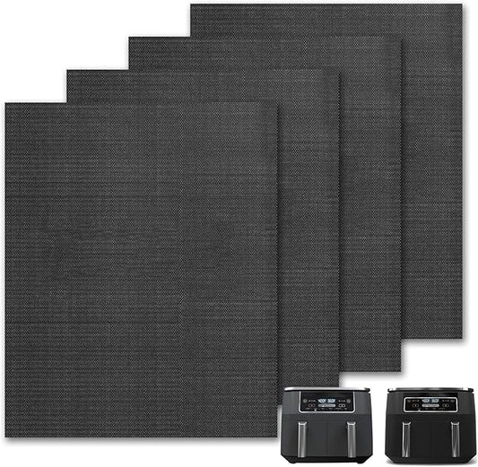 GWYSY Oven Liners for Bottom of Oven, 8"x5.5" Pre-Cut Square Fiberglass Reusable Non-Stick Heat Resistant Liners Mat for Ninja Foodi DZ201 DZ090 DZ100 Air Fryer, 4 Pack