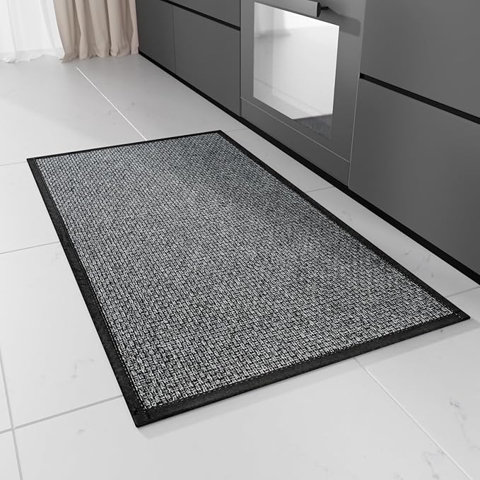 Kitchen Rug, Rubber Non Slip Kitchen Rugs Washable, Absorbent Runner Mat for Floor, Machine Washable Standing Mats for in Front of Sink, Door, Laundry, Entryway, Hallway (Black, 36" × 24")