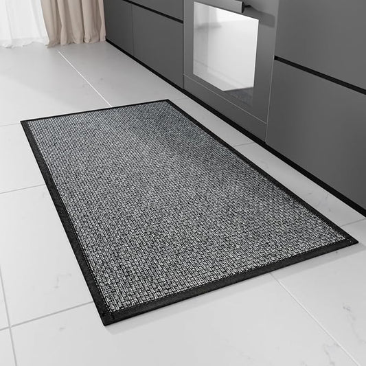 Kitchen Rug, Rubber Non Slip Kitchen Rugs Washable, Absorbent Runner Mat for Floor, Machine Washable Standing Mats for in Front of Sink, Door, Laundry, Entryway, Hallway (Black, 36" × 24")