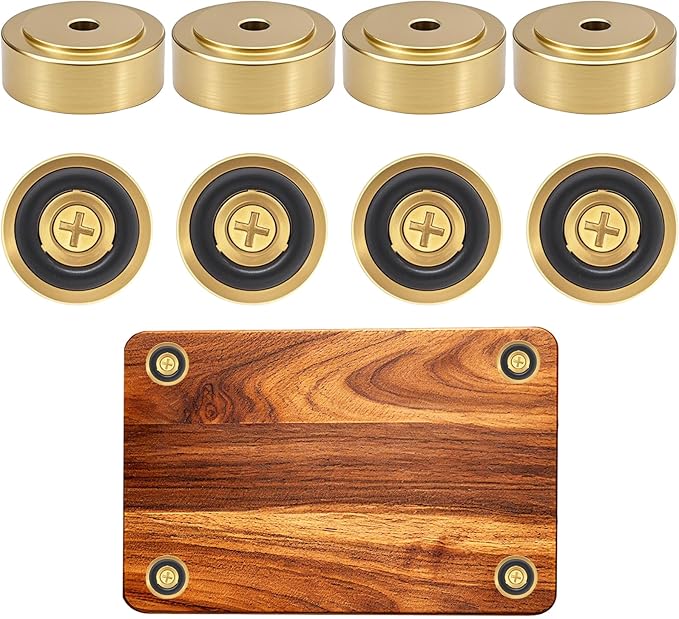 Zepkouel 8 Pack Brass Cutting Board Feet with Non Slip Pads,Rubber Feet for Cutting Board,1 Inch Rubber Feet Solid Brass