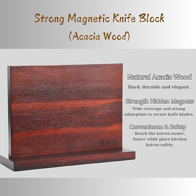Wakoli Rose Elegance Knife Block Set – 5-Piece Professional Damascus Kitchen Knife Set with Magnetic Block – 67-Layer Damascus Steel with VG10 Core, Ergonomic Rosewood Handles in Gift Box