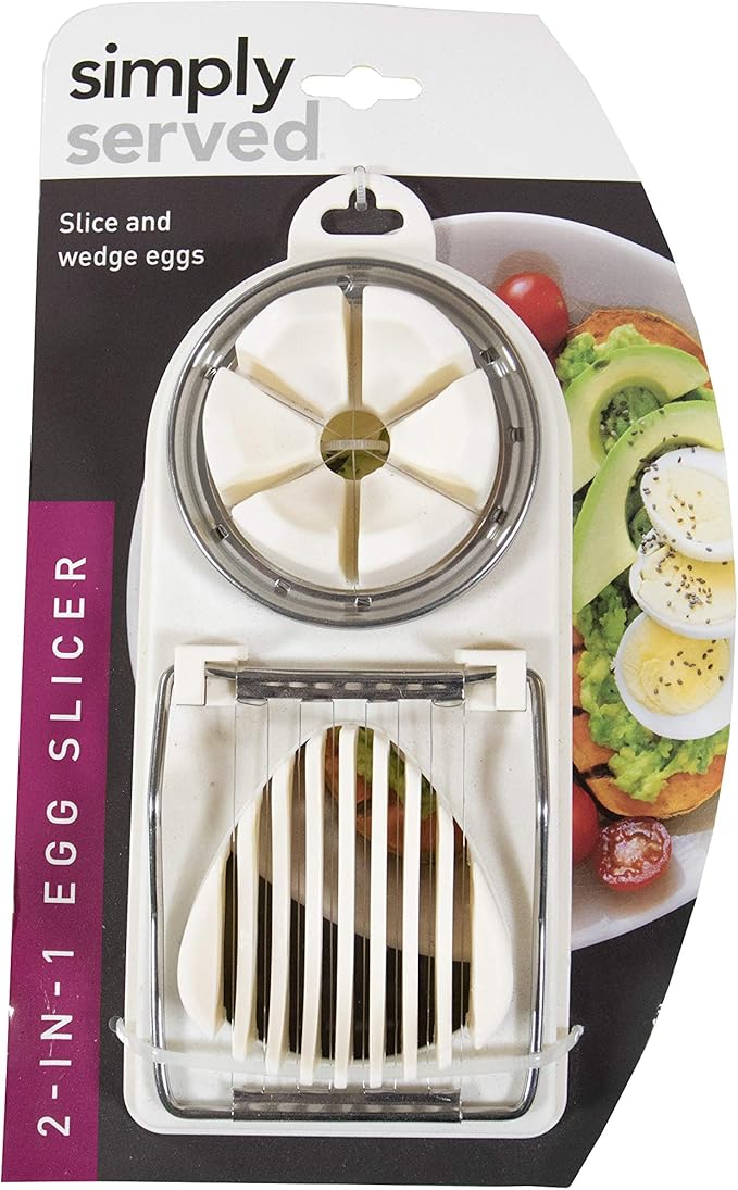 2-In-1 Egg Slicer, Perfect Wedges or Slices, Durable Stainless Steel, Cut Eggs, Strawberries, Kiwi and More, Dishwasher Safe