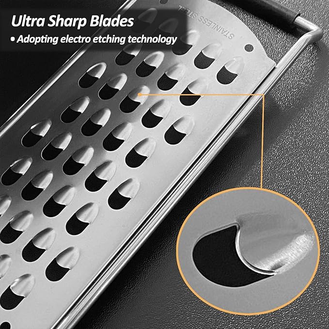 Zester Grater Bundle 3 Pack Fine/Coarse/Extra Coarse for Parmesan Cheese Lemon, Garlic, Nutmeg, Chocolate, Fruits, Vegetables, Ginger