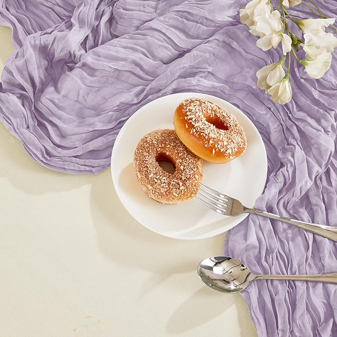 6 Pack Purple Valentine's Day Cheesecloth Table Runner 10FT Long Boho Gauze Table Runner Rustic Sheer Runner for Spring Wedding Bridal Baby Shower Birthday Party Table Decor Home Decorations