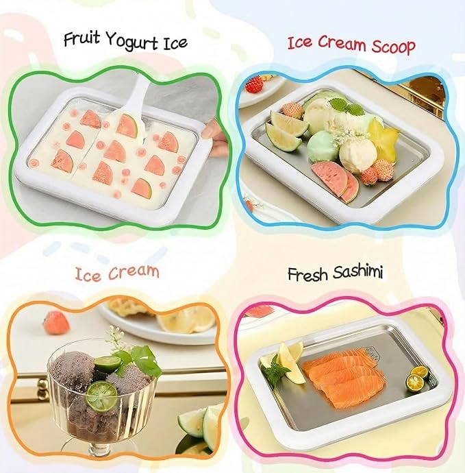 Rolled Ice Cream Maker, Instant Making for Ice Cream Deserts Roller Machine, DIY Homemade Sorbet, Frozen Yogurt Desserts, Suitable for Home Shop Kitchen
