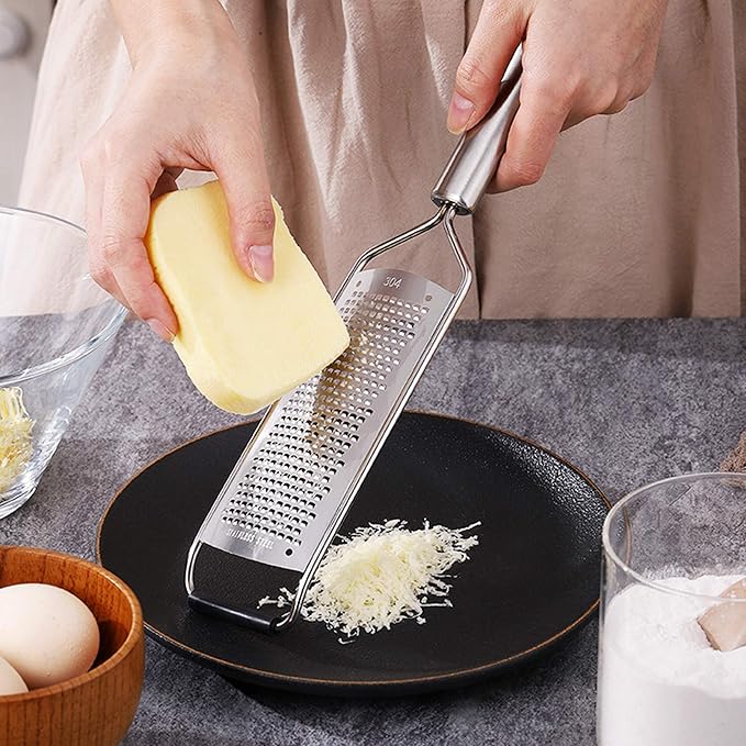 Homestia Lemon Zester Grater 5-Piece Suit - Heavy Duty Kitchen Tool for Parmesan Cheese, Ginger, Garlic, Nutmeg, Chocolate, Vegetables, Fruits, Stainless Steel Grater Dishwasher Safe Silver