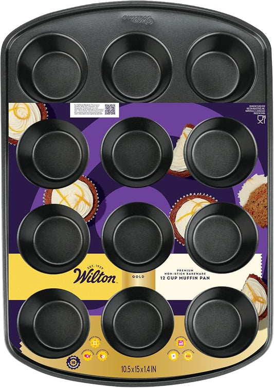 Wilton Perfect Results Premium Non-Stick Cupcake Pan, 12-Cup Muffin Tin, Steel Baking Supplies (Pack of 6)