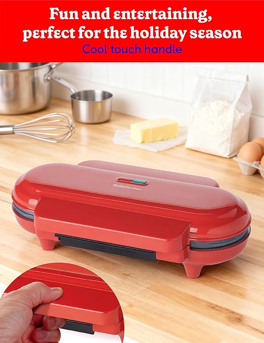 Betty Crocker Mini Multi-Waffle Maker, 1200W Kitchen Appliance for Home and Kitchen, Makes 3 Waffles at Once, Non-Stick Coating, Automatic Temperature Control, Cool Touch Handle, BC-5886R, Red