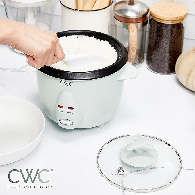 COOK WITH COLOR 6 Cup Rice Cooker 300W - Effortless Cooking and Perfectly, Cooks 3 Cups of Raw Rice for 6 Cups of Cooked Rice, Sage