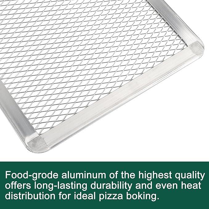 SHANGPEIXUAN Pizza Screen 8 x 12 Inch 2 Pack Rectangular Aluminum Pizza Pan Restaurant-Grade Flatbread Screen Pizza Crisper Pan,Oven-Safe