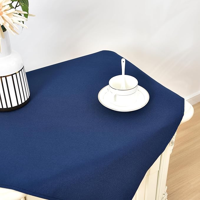 Wolkemer 2 Pack Small Square Tablecloth 24 x 24 Inch Washable Fabric Table Cloth Navy-Blue Table Cover for Nightstand End Bedside Tables Tabletop Decoration