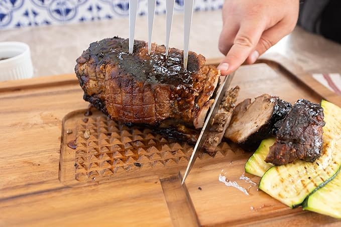 Ironwood Gourmet Hudson Carving Board, 15" x 20" Acacia Wood Cutting Board with Grip Pad and Juice Well