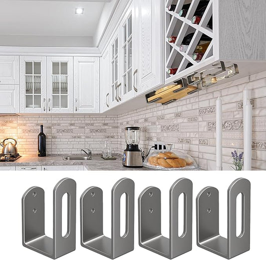 Under Cabinet Cutting Board Holder - 4 Pcs Cutting Board Holder Pot Lids Rack Storage Stainless Steel Under Shelf Counter Chopping Board(Grey)
