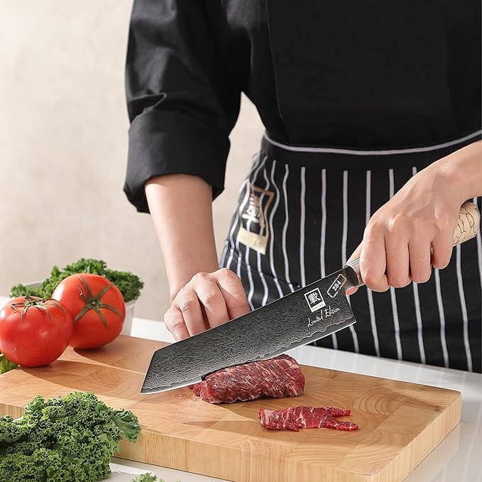 zayiko Limited Edition Kiritsuke Knife Black Meteor – 8-Inch Damascus Blade | 67 Layers Steel with VG10 Core & Titanium Coating | Maple Wood Handle | Professional Kitchen Knife in Gift Box