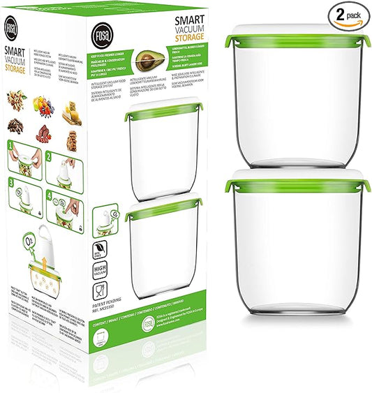 FOSA Vacuum Seal Containers, 2 Pack 45 oz, Vacuum Container for Food Storage, Food Containers for Vacuum Seal, Airtight Vacuum Food Containers, Durable Storage Solution (Vacuum Pump Not Included)