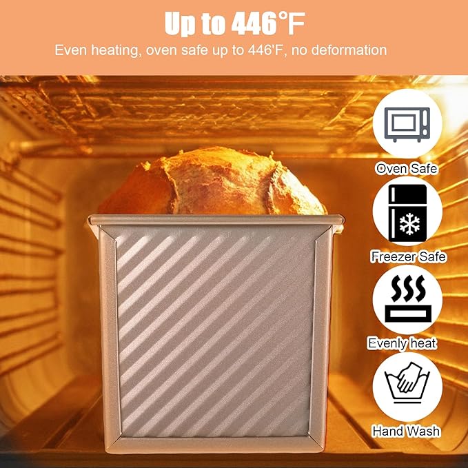 2 Pack Upgrade Bread Pans with Lid, 2.2 LB/1LB Capacity Bread Loaf Pan, Non-Stick, Easy Release Sandwich Breads Loaf Pan for Baking Homemade Breads, Sandwiches, and Toast