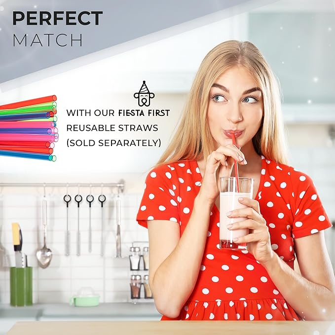 Heavy Duty Cleaning Brushes Set of 8 - Extra Long Straw Cleaners for Metal and Plastic Reusable Drinking Straws, to Clean Small Spaces, Sippy Cups, Water Bottles - Sturdy Hard Brush Bristles