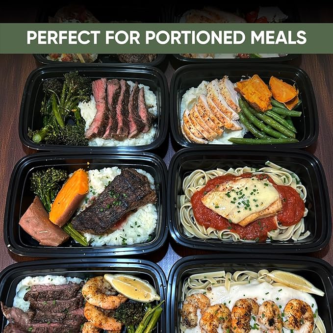 32 oz 50 Pack Meal Prep Containers BPA Free Leakproof Stackable Food Storage Containers with Lids, Microwave & Dishwasher Freezer Safe Reusable To Go Containers Bento Box Style Take Out Clear Plastic