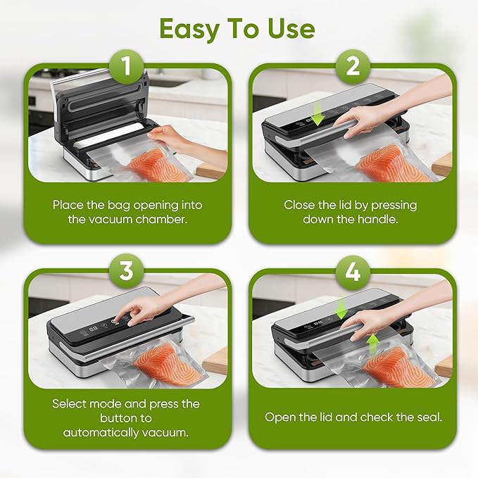 85Kpa Food Vacuum Sealer with Digital Timer, Built-in Cutter, and Storage Box