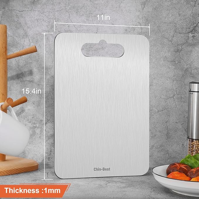 Chin-Best Cutting Board, Stainless Steel Cutting Board for kitchen, Meat,Fruit, Vegetables, L 15.4" * 11"