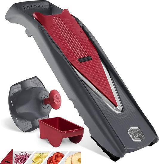 Börner Manodline Slicer Vital (Basic Set) • Vital Vegetable Slicer with V-Blade • Mandoline with Dressing Function • Vegetable Slicer for Vegetables & Fruits • Various Thicknesses Settings