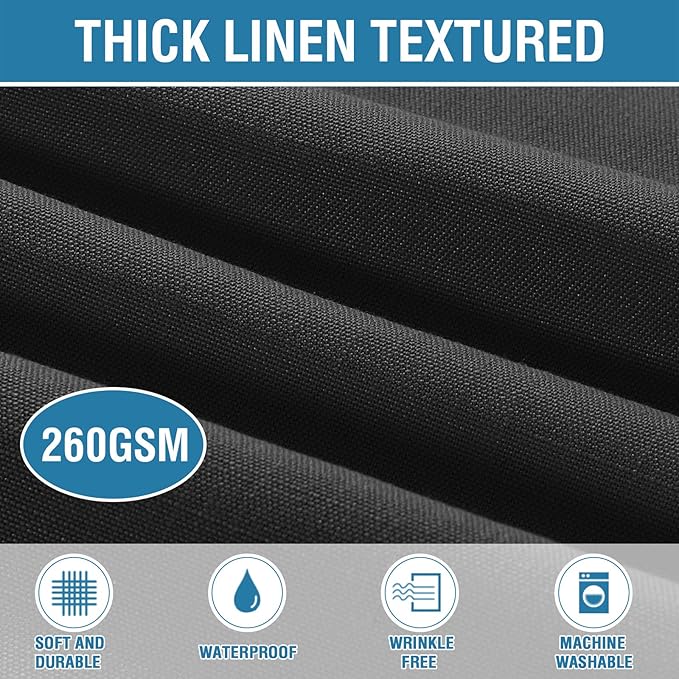 H.VERSAILTEX Linen Textured Table Cloths 54 x 80 Inch Premium Solid Tablecloth Spill-Proof Waterproof Table Cover for Dining Buffet Feature Extra Soft and Thick Fabric Wrinkle Free, Black