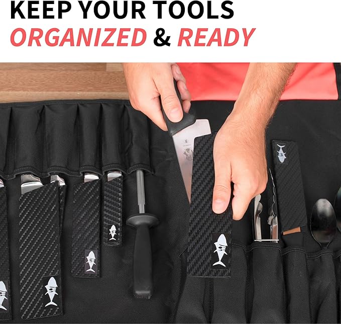 Chef Knife Roll Bag – Premium Nylon Chef Knife Bag for Professionals, Culinary Students & Home Cooks – Secure Storage & Portable Design for Chef Knives & Accessories (Black)
