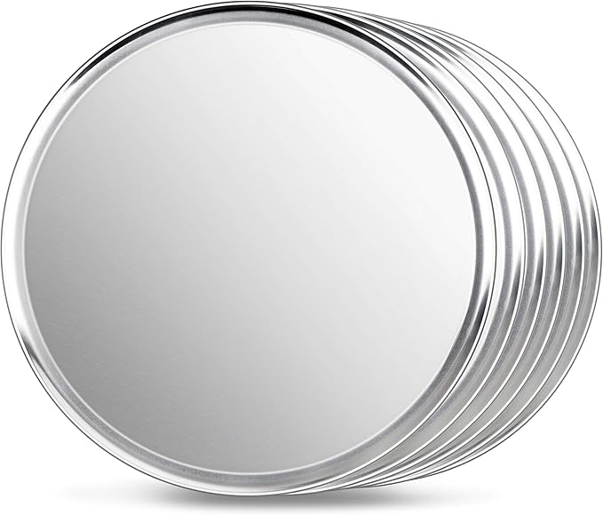 New Star Foodservice 50905 Pizza Pan/Tray, Wide Rim, Aluminum, 16 Inch, Pack of 6