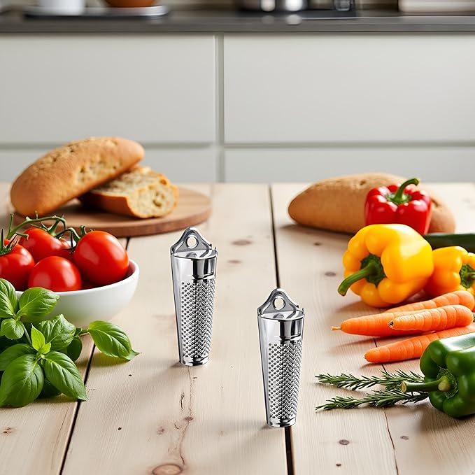 2Pcs Silver Multifunctional Kitchen Stainless Steel Ginger Garlic Nutmeg Grater Nut Walnut Lemon Hand Planer Tool Lemon ZesterDurable and Professional Kitchen Tool Garlic Tools