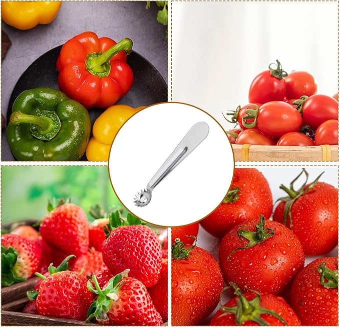6pcs Tomato Corer, Strawberry Huller Stainless Steel Tomato Strawberry Stem Remover Tool Fruit & Vegetable Corer Baller Tool Ideal for Kitchen