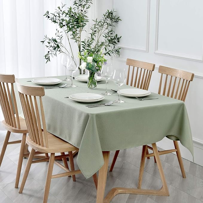 maxmill Jacquard Square Tablecloth Waterproof Spillproof Wrinkle Resistant Soft Textured Table Cloth for Dinner and Party Washable Polyester Fabric, Indoor and Outdoor Use, 60 x 60 Inch Sage Green