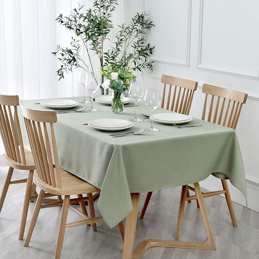 maxmill Jacquard Tablecloth Stain Resistant Waterproof Wrinkle Resistant Spillproof Washable Soft Textured Table Cloth for Dining Room, Indoor and Outdoor Use, Rectangle 60 x 140 Inch, Sage Green