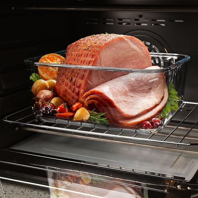 Large Glass Storage Containers with Lids, Extra Large Glass Food Containers for Rotisserie Chicken/Turkey and Potluck, Giant Watermelon Container, XL Big Bowl Freezer Storage Container Airtight 200oz