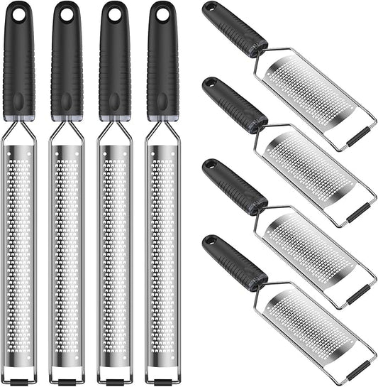 8Pcs Lemon Zester Tool, Heavy Duty Cheese Grater & Vegetable Grater, Stainless Steel Hand Grater for Ginger, Garlic, Nutmeg, Chocolate, Vegetables, Fruits, Cheese Shredder