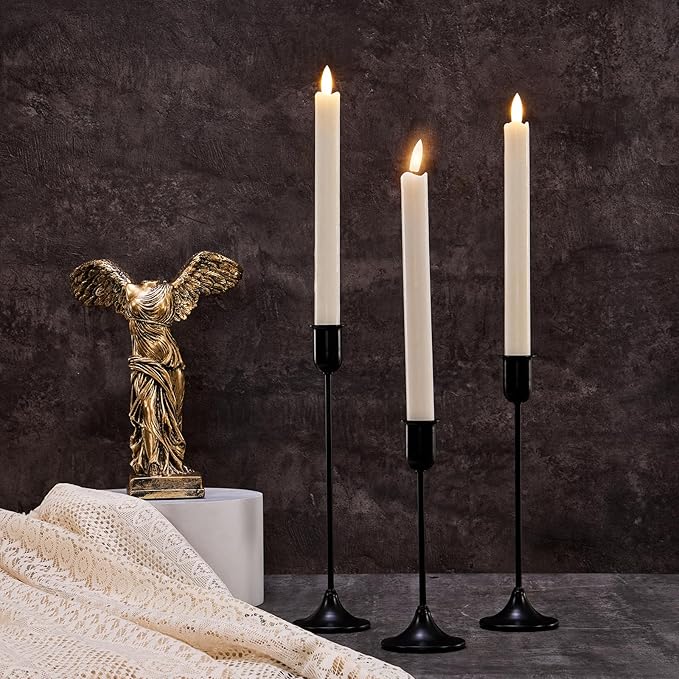 Candle Holder 3 PCS Candlestick Holders, Black Taper Candle Stick Holder, Modern Decorative Centerpiece, Christmas Decor, Gift for Home Fireplace Housewarming Candelabra Décor