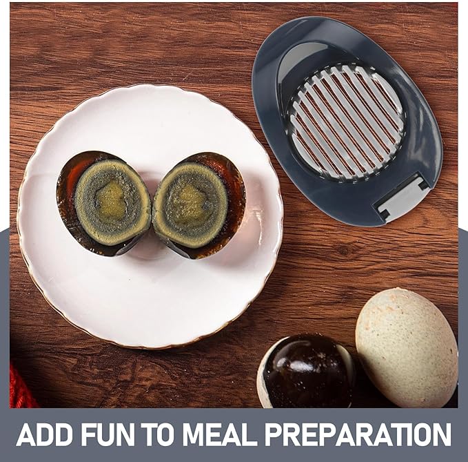 NUOBESTY Egg Slicer Boiled Egg Cutter Kitchen Tool Dark Blue Handle Mushroom Slicer Fruit Preparation