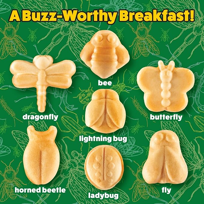 The Original Creepy Crawly Bug Waffle Maker- 7 Fun Different Insect Shaped Pancakes- Butterfly Lady Bug Bee & More- Electric Nonstick Waffler Iron, Morning Breakfast Treat, Kids Easter Basket Stuffer