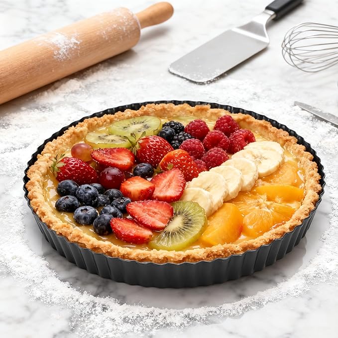 Tosnail 2 Pack 9 Inch Non-Stick Quiche Pan Tart Pan with Removable Loose Bottom